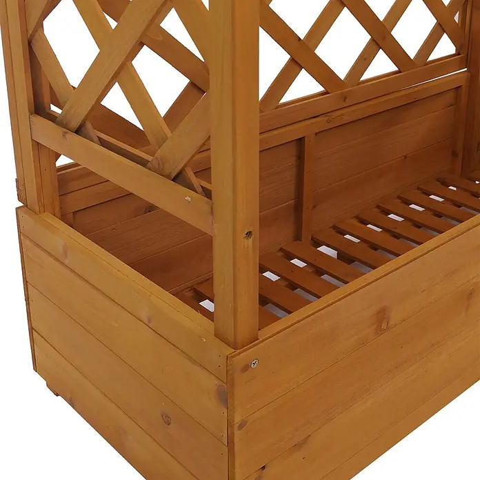 Hochbeet | HxBxT 138x110x44cm | Pflanz-/Blumenkasten | Natur | Pflanzkübel Rankgitter Rankhilfe Spalier Holz FSC® -  - Hölzernes Hochbeet mit integriertem Rankgitter.