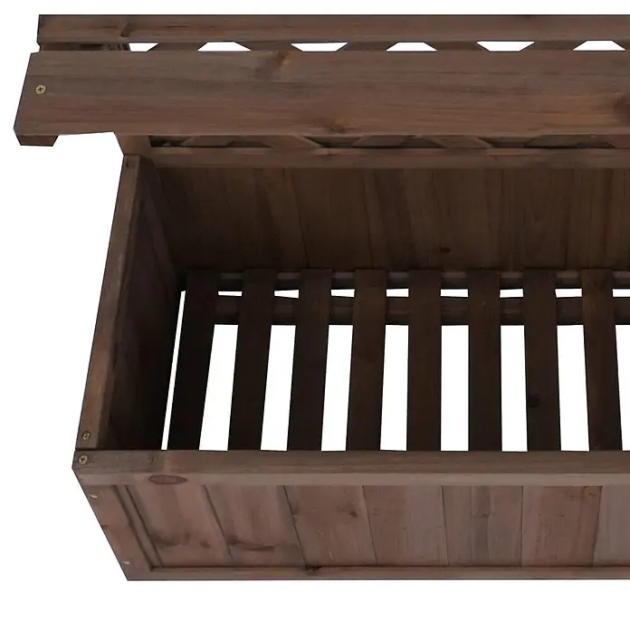 Hochbeet | HxBxT 177x77x33cm | Pflanz-/Blumenkasten | Braun | Pflanzkübel Rankgitter Spalier Ablagefläche Holz FSC® -  - Dunkelbrauner Holzpflanzkasten mit Lattenboden und Regal.