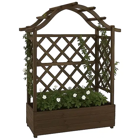 Hochbeet | HxBxT 138x110x44cm | Pflanz-/Blumenkasten | Braun | Pflanzkübel Rankgitter Rankhilfe Spalier Holz FSC®