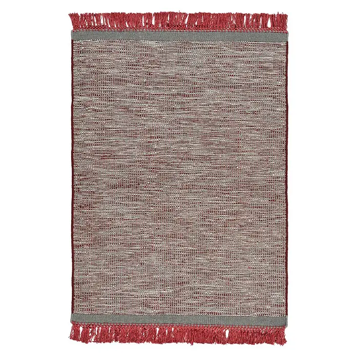 Kayoom Fransenteppich Nomad 8064 - Grau/Rot, 240 x 170 cm, 70 % Wolle, 25 % Baumwolle, 5 % Viskose - Draufsicht