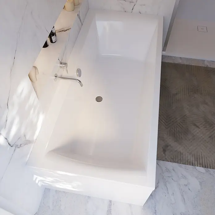 Interpromo Badewanne Onda Komplettset inkl. Wannenträger 170 x 75 - 170 x 75 cm, Acryl, Weiß