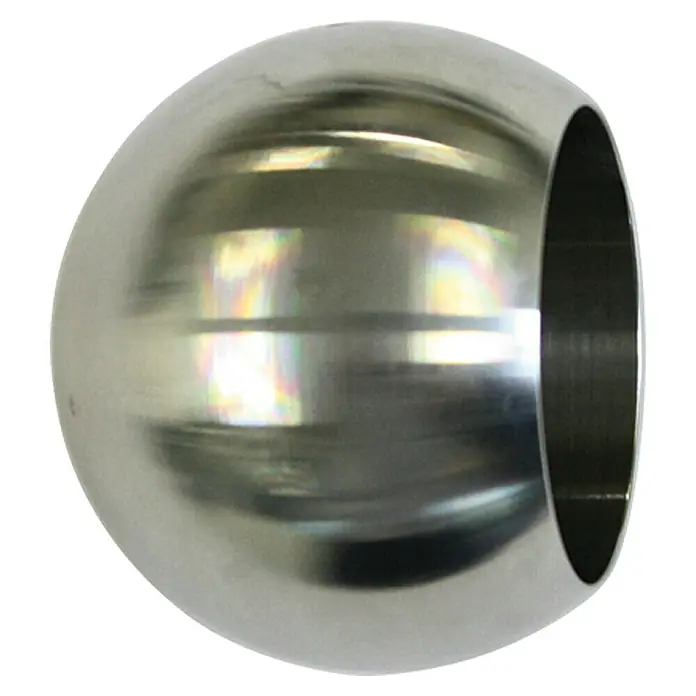 Treba Frewa Anfangskugel B7 - Edelstahl V2A, Durchmesser: 60 mm, Geeignet für: Handläufe Ø 42 mm - Halbkugelförmiges, gebürstetes Metallrohrstück. Ideal für Geländerpfosten oder dekorative Projekte, modern und stilvoll.