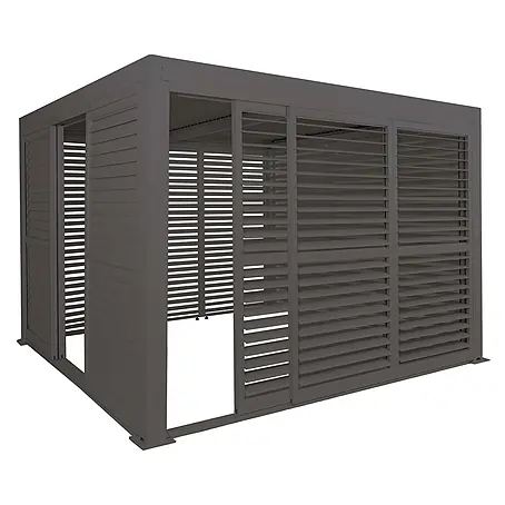 Alu Pergola | HxBxT 220x300x300cm | 6x Lamellenpaneel 6x Schiebetüren | 11cm-Gestell | Anthrazit | Pavillon Terrassenüberdachung