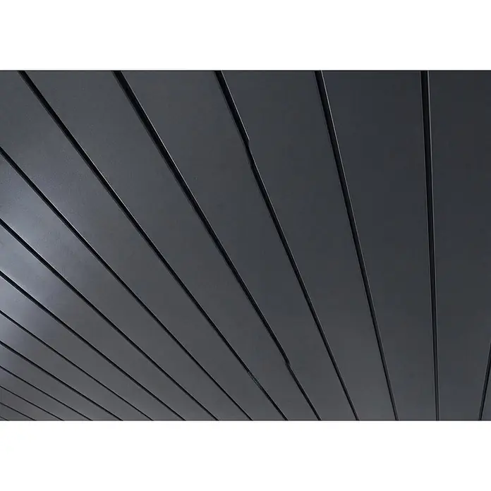 Pergola | HxBxT 235x300x300cm | Terrassenüberdachung | Anthrazit | Gartenpavillon Lamellen-Pavillon | 10cm-Aluminium-Gestell -  - Dunkelgraue parallele Lamellen, wahrscheinlich für moderne Wand- oder Deckenverkleidungen.