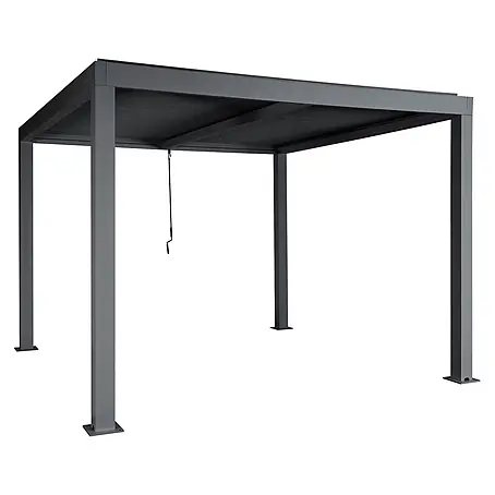 Pergola | HxBxT 220x300x300cm | Gartenpavillon Lamellen-Pavillon | Anthrazit | 10cm-Aluminium-Gestell | Regenrinne sturmfest