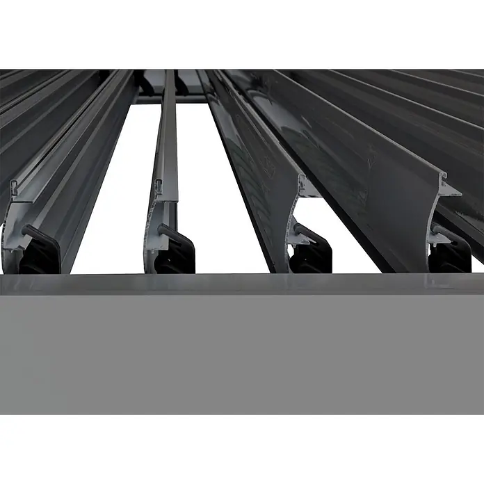 Pergola | HxBxT 220x400x300cm | Gartenpavillon Lamellen-Pavillon | Anthrazit | 11cm-Aluminium-Gestell | Regenrinne sturmfest -  - Verstellbare graue Aluminium-Lamellen mit schwarzen Verbindungsmechanismen.