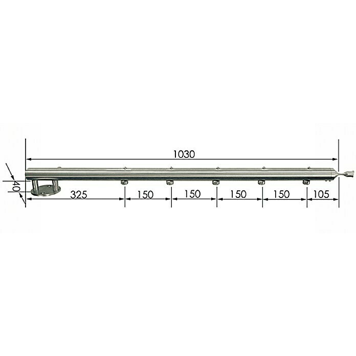 Treba Frewa Geländerstab MegaTec E1Schrauben, Edelstahl V2A, Länge: 1.030 mm Unknown