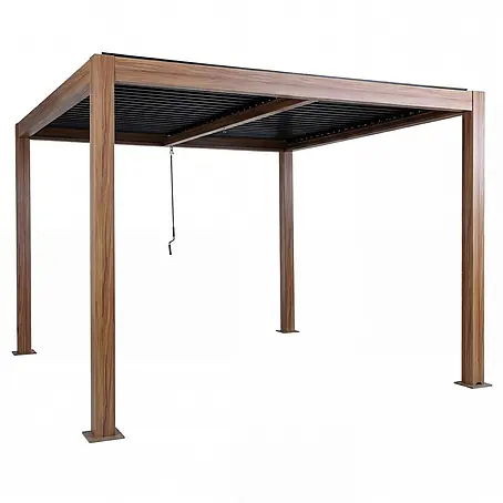 Pergola | HxBxT 220x400x300cm | Gartenpavillon Lamellen-Pavillon | Holzoptik | 10cm-Aluminium-Gestell | Regenrinne sturmfest