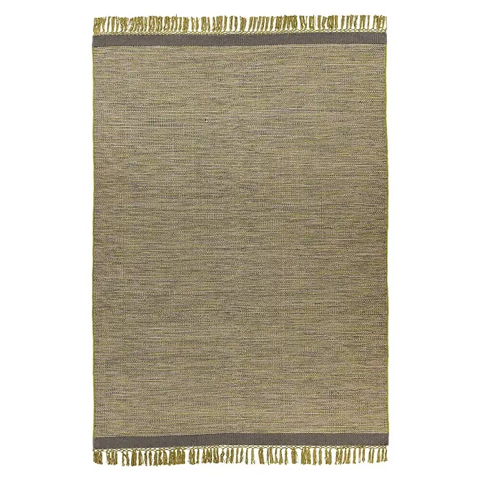 Kayoom Fransenteppich Nomad 8064 - Grau/Grün, 240 x 170 cm, 70 % Wolle, 25 % Baumwolle, 5 % Viskose - Draufsicht