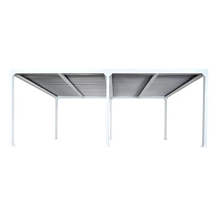 Berlinlodge Pergola mit Lamellendach - B x T: 600 x 300 cm, Farbe Gestell: Weiß, Metall - Weiße Lamellen-Aluminiumpergola für verstellbaren Schatten im Außenbereich.
