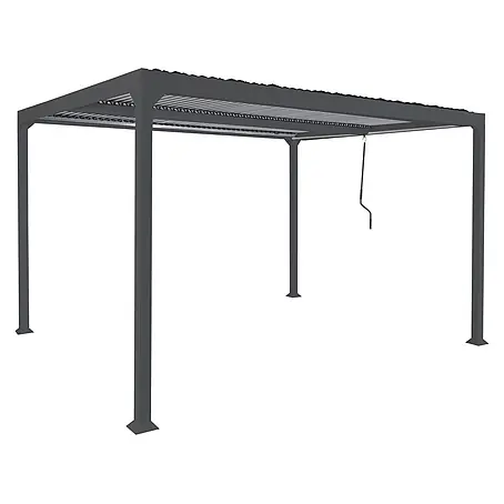 Alu Pergola | HxBxT 224x370x300cm | Lamellen-Pavillon Terrassenüberdachung | Anthrazit | stabiles 8cm-Metall-Gestell