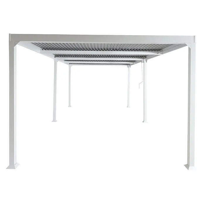 Berlinlodge Pergola mit Lamellendach - B x T: 600 x 300 cm, Farbe Gestell: Weiß, Metall - Weiße Lamellen-Metallpergola für verstellbaren Sonnenschutz im Außenbereich.