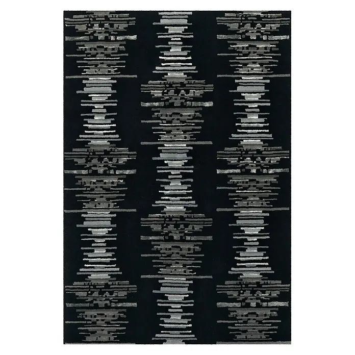 Kayoom Kurzflorteppich Satin 8060 - Anthrazit, 180 x 120 cm, 70 % Wolle, 30 % Viskose - Draufsicht