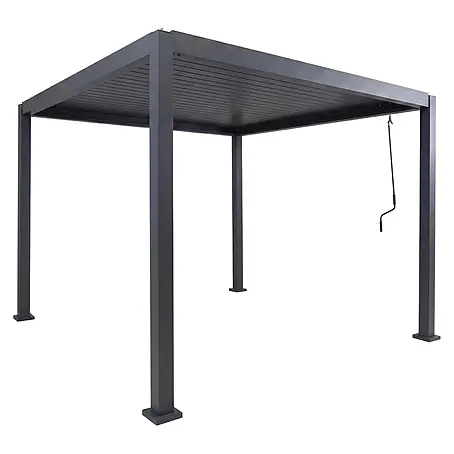 Pergola | HxBxT 235x300x300cm | Terrassenüberdachung | Anthrazit | Gartenpavillon Lamellen-Pavillon | 10cm-Aluminium-Gestell