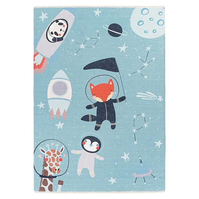 Kayoom Kinderteppich Joanna 610 - Spaceblau, 170 x 115 cm, 70 % Baumwolle, 30 % Polyester - Draufsicht