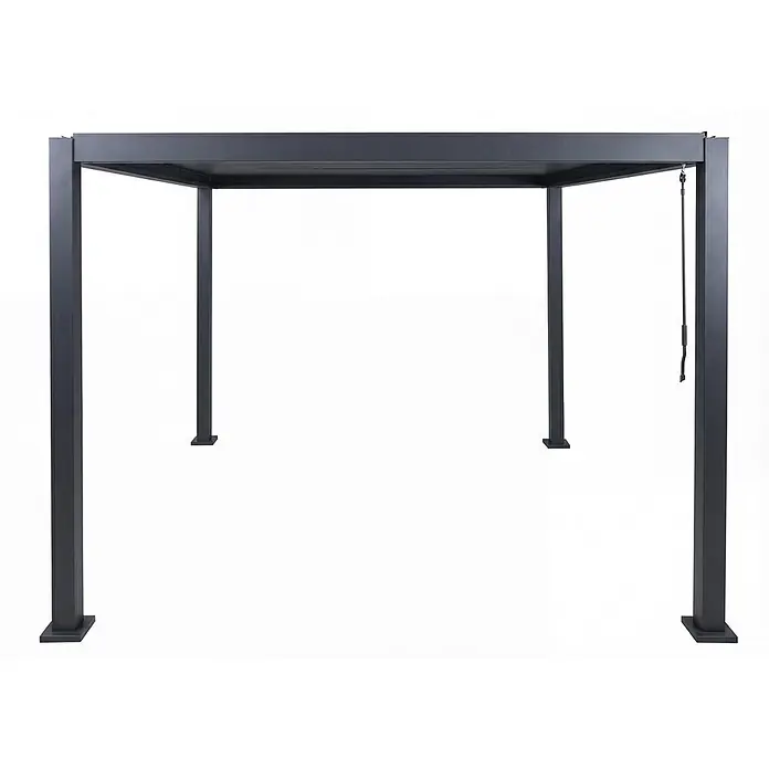 Pergola | HxBxT 235x300x300cm | Terrassenüberdachung | Anthrazit | Gartenpavillon Lamellen-Pavillon | 10cm-Aluminium-Gestell -  - Anthrazitfarbene Metallpergola mit verstellbarem Lamellendach.