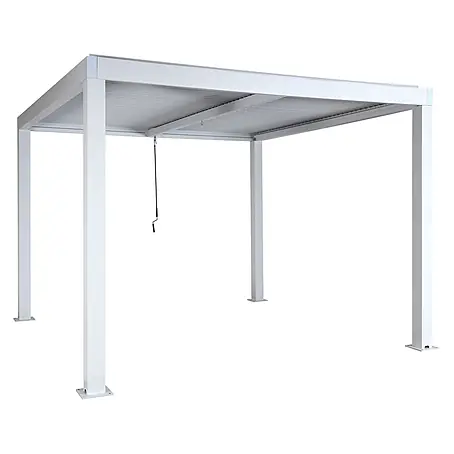Pergola | HxBxT 220x300x300cm | Gartenpavillon Lamellen-Pavillon | Weiß | 11cm-Aluminium-Gestell | Regenrinne sturmfest