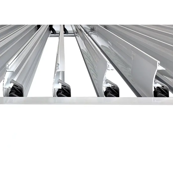 Pergola | HxBxT 220x300x300cm | Gartenpavillon Lamellen-Pavillon | Weiß | 11cm-Aluminium-Gestell | Regenrinne sturmfest -  - Silbergraue Aluminiumprofile mit schwarzen Befestigungskomponenten für modulare Systeme.