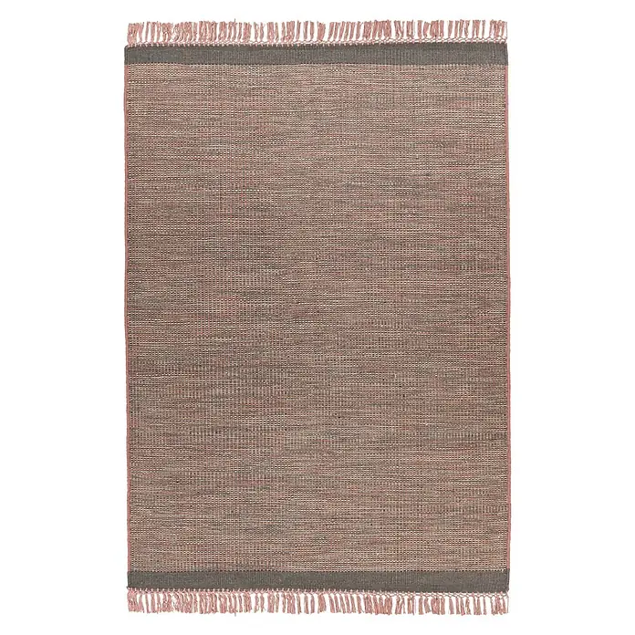 Kayoom Fransenteppich Nomad 8064 - Grau/Rosa, 240 x 170 cm, 70 % Wolle, 25 % Baumwolle, 5 % Viskose - Draufsicht