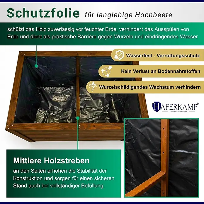 Haferkamp Hochbeet - 79 x 150 x 76 cm, Holz, Braun