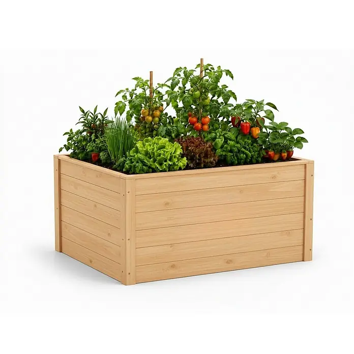 Haferkamp Hochbeet HARZ aus Holz & Schutzfolie - 84 x 130 x 65 cm, Holz, Natur