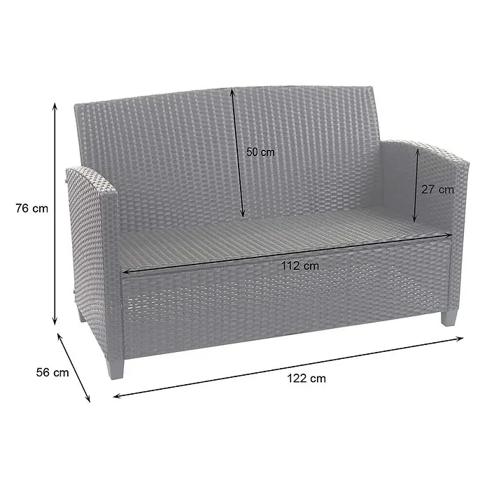 Mendler Loungemöbel-Set HWC-F10 - 4 -tlg., Polyrattan, Anthrazit, Schwarz - Graues Outdoor-Zweisitzer-Sofa in Rattanoptik.