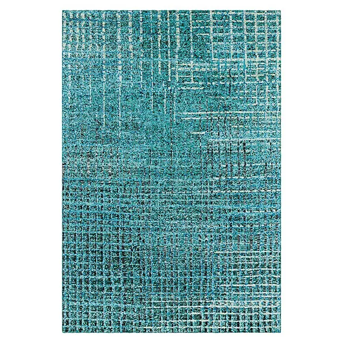 Kayoom Kurzflorteppich Topaz 5400 - Türkis, 240 x 170 cm, 80 % Seide, 20 % Baumwolle - Draufsicht