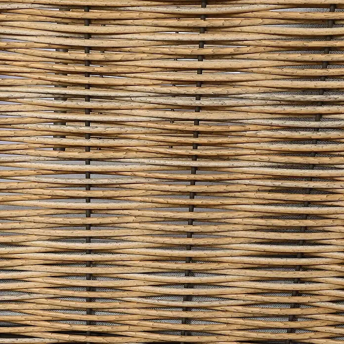 Gartengarnitur | Garnitur Lounge-Set Sofa Outdoor | Spun Poly Metall Poly-Rattan MVG-zertifiziert | Hellgrau -  - Hellbraunes, horizontal geflochtenes Naturmaterial mit dunklen vertikalen Stützen, das eine strukturierte Oberfläche bildet.