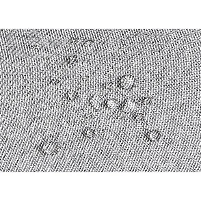 Gartengarnitur | Garnitur Lounge-Set Sofa Outdoor | Spun Poly Metall Poly-Rattan MVG-zertifiziert | Hellgrau -  - Wassertropfen perlen auf einer grauen, gewebten, wasserabweisenden Stoffoberfläche ab.