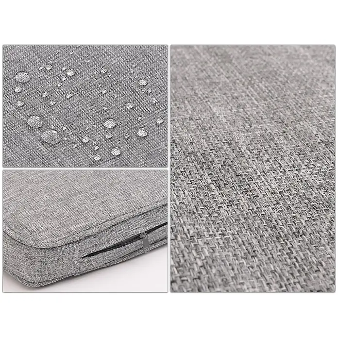 Garten-Garnitur | HxBxT 75x117x64 cm | Holz Akazie MVG-zertifiziert | Kissen Grau | Lounge-Set Gartenlounge Bank Sessel Tisch -  - Graue gewebte Stofftasche mit wasserabweisender Oberfläche und Reißverschlussdetail.