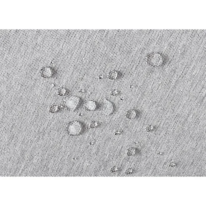 Garten-Garnitur | Gartenlounge Sitzgruppe Lounge-Set Sofa | Aluminium Akazie Holz MVG-zertifiziert | Hellgrau -  - Wassertropfen perlen auf grauem, strukturiertem, wasserabweisendem Stoff, betonen dessen Wasserdichtigkeit.