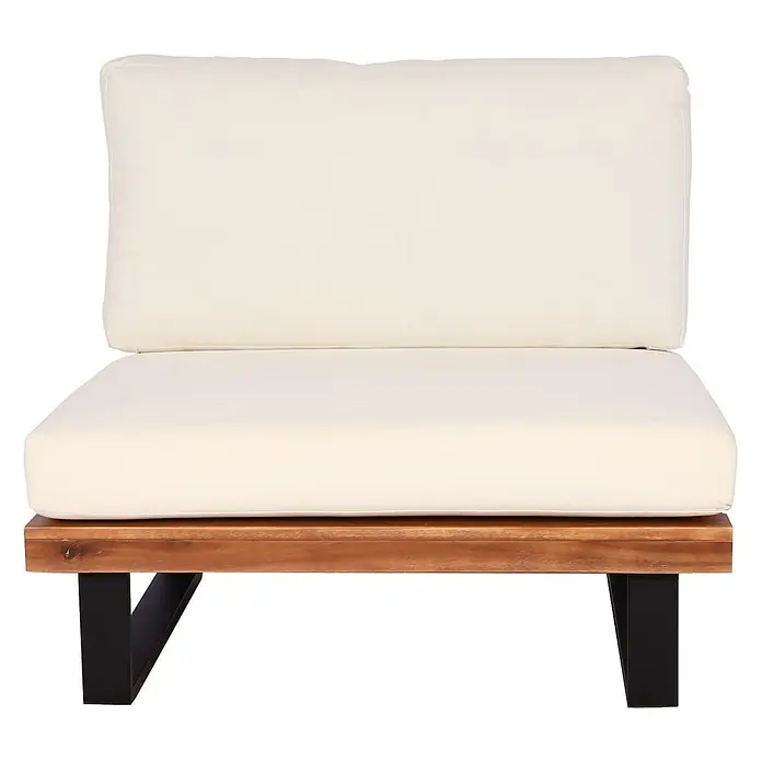 Proregal Garten-Loungesessel Polster Cremeweiß - 1 Stk., Akazienholz, Cremeweiß, B x T x H: 82 x 82 x 75 cm
