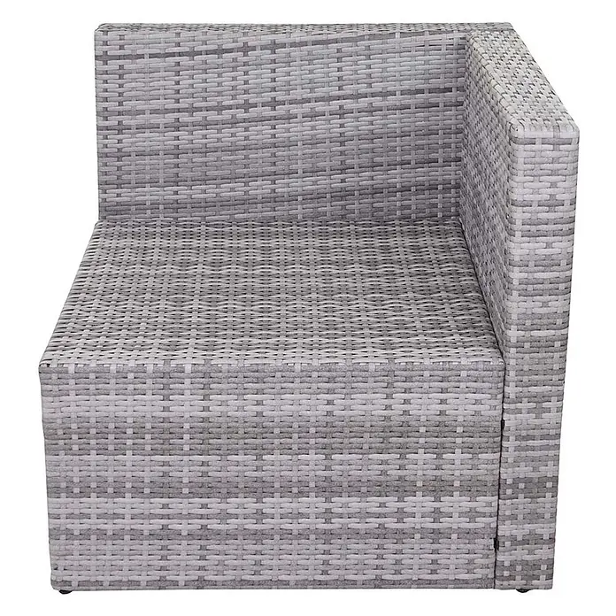 Mendler Poly-Rattan-Garnitur HWC-D24 - grau, Polster creme -  - Graues geflochtenes Polyrattan-Ecksofaelement für modulare Außenbestuhlung.