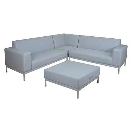 Alu-Garten-Garnitur | Sofa Outdoor Stoff/Textil | Blau ohne Ablage | ohne Kissen