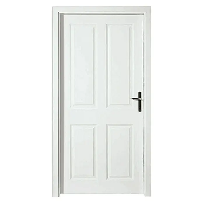 Zimmertür - 860 x 1.985 mm, DIN Anschlag: Rechts, Weiß, Wabe - Elegante weiße Innentür mit formschönen Paneelen und einem stilvollen, schwarzen Türgriff. Ideal für jeden Raum.