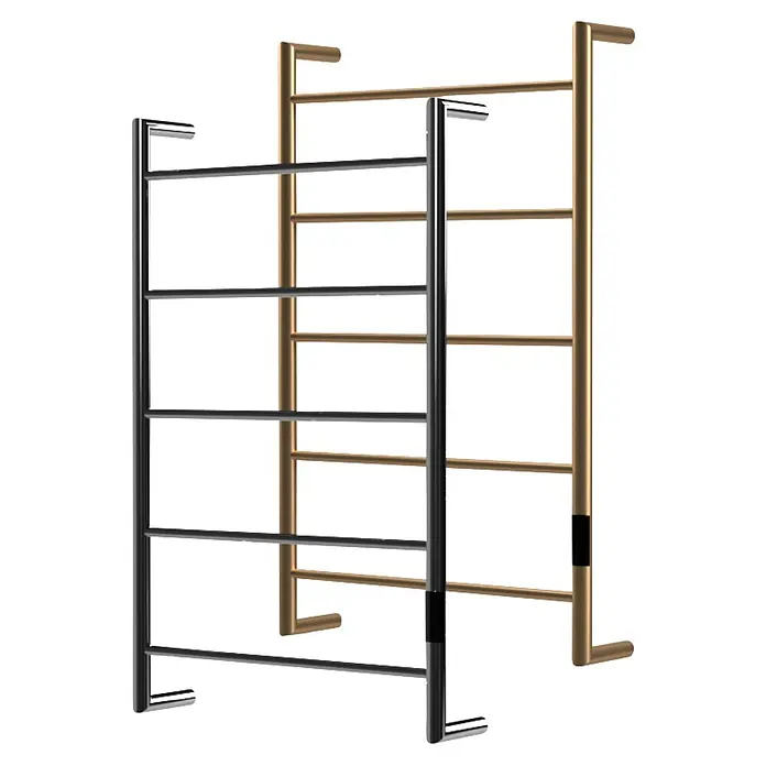 Rointe Radiador toallero eléctrico Sublime - An x Al: 50 x 81 cm, Acero - Dos toalleros calefactables modernos, uno cromado oscuro y otro dorado, ideales para el baño.