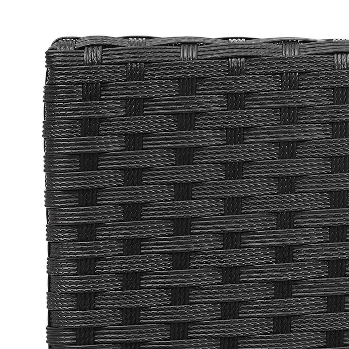 Poly-Rattan Garnitur | Balkon-/Garten-/Lounge-Set Sofa Sitzgruppe | Schwarz | Kissen Dunkelgrau -  - Schwarzes, geflochtenes Kunst-Rattan (Nahaufnahme).