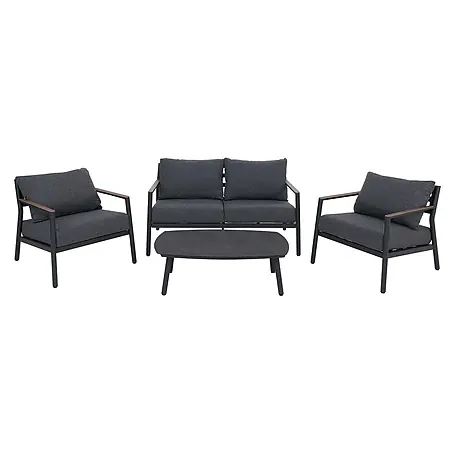 Aluminium Gartengarnitur | Lounge-Set Sitzgruppe Sofa Gartenlounge | Stoff/Textil Olefin 210g/m2 | Dunkelgrau