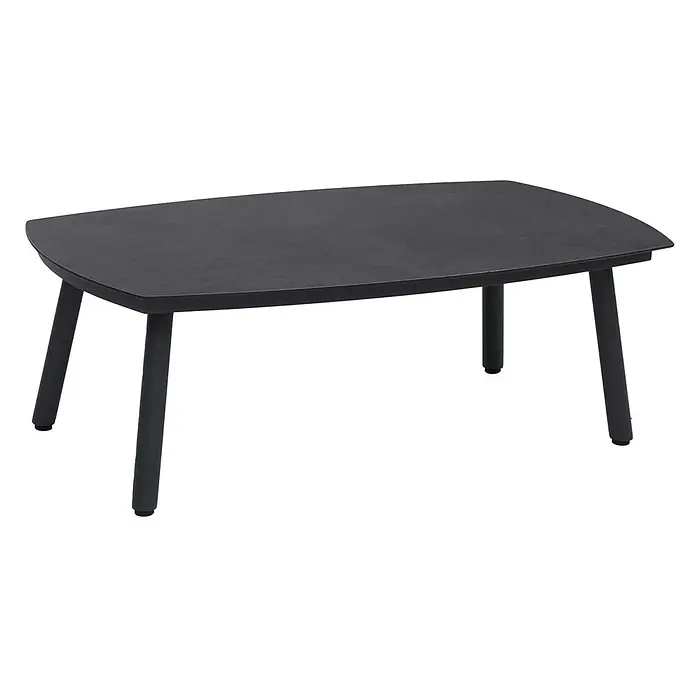 Aluminium Gartengarnitur | Lounge-Set Sitzgruppe Sofa Gartenlounge | Stoff/Textil Olefin 210g/m2 | Dunkelgrau -  - Anthrazitfarbener rechteckiger Loungetisch mit abgerundeten Ecken und robusten Beinen.