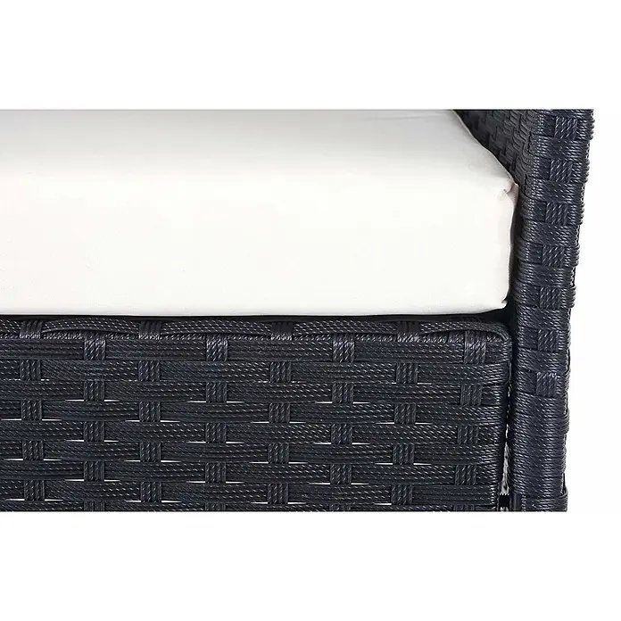 Mendler Poly-Rattan Garten-Garnitur HWC-D82 - schwarz mit Kissen Creme -  - Schwarz geflochtene Rattan-Sitzmöbel mit weißem Kissen.