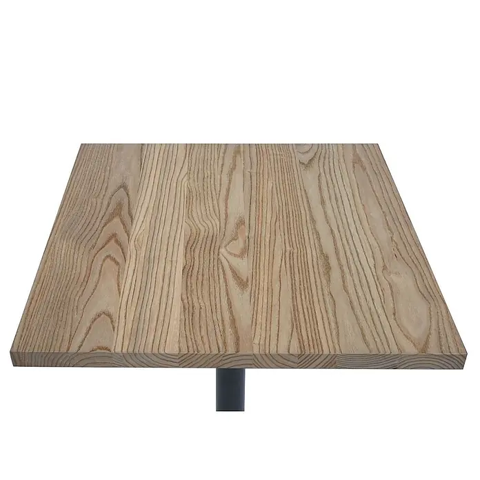 Bistrotisch | HxBxT 75x70x70cm | Industrial Gastro Metall Ulme Massivholz MVG | Hellbraun | Bartisch Thekentisch -  - Helle Holztischplatte mit ausgeprägter Maserung.