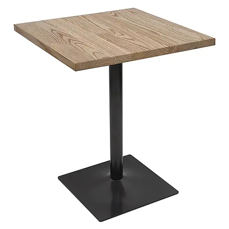 Bistrotisch | HxBxT 75x70x70cm | Industrial Gastro Metall Ulme Massivholz MVG | Hellbraun | Bartisch Thekentisch