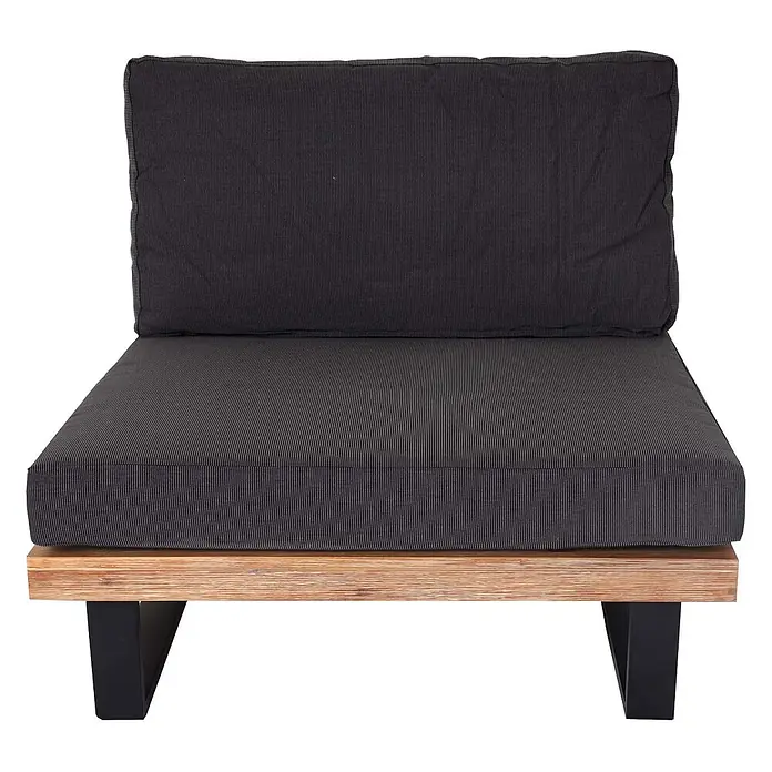 Proregal Garten-Loungesessel 2er Set Polster Dunkelgrau - 2 Stk., Akazienholz, Dunkelgrau, B x T x H: 82 x 82 x 75 cm