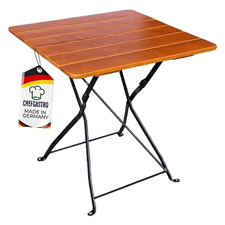 CHEFGASTRO BERGTAL Made in Germany HxBxT 74x70x70cm klappbar wetterfest & UV-beständig Eschenholz Schwarz/Brau 2 Personen