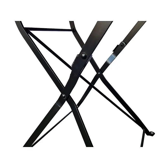 CHEFGASTRO BERGTAL Made in Germany HxBxT 74x70x70cm klappbar wetterfest & UV-beständig Eschenholz Schwarz/Brau 2 Personen -  - Klappbarer X-Rahmen aus schwarzem Metall mit Gelenken und Nieten.