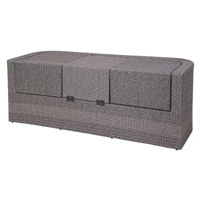 Mendler Loungemöbel-Set HWC-J37 - 4 -tlg., Rattan, Grau, Kissen anthrazit, Grau - Graue Rattan-Outdoor-Aufbewahrungsbox mit Klappdeckeln.