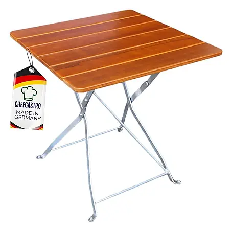 CHEFGASTRO BERGTAL Made in Germany HxBxT 74x70x70cm klappbar wetterfest & UV-beständig Eschenholz Silber/Braun  2 Peronen
