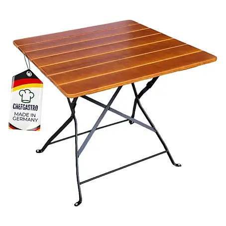 CHEFGASTRO BERGTAL Made in Germany HxBxT 74x80x80cm klappbar wetterfest & UV-beständig Eschenholz Schwarz/Braun 2 Personen