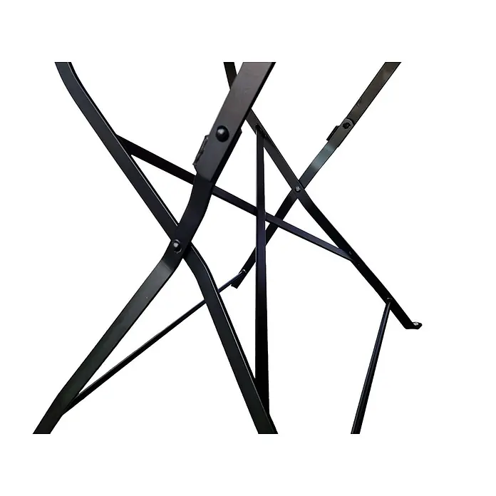 CHEFGASTRO BERGTAL Made in Germany HxBxT 74x80x80cm klappbar wetterfest & UV-beständig Eschenholz Schwarz/Braun 2 Personen -  - Schwarzer Metall-Klapprahmen mit verschlungenen Stangen und Nieten.