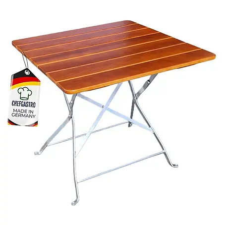 CHEFGASTRO BERGTAL Made in Germany HxBxT 74x80x80cm klappbar wetterfest & UV-beständig Eschenholz Silber/Braun  2 Peronen